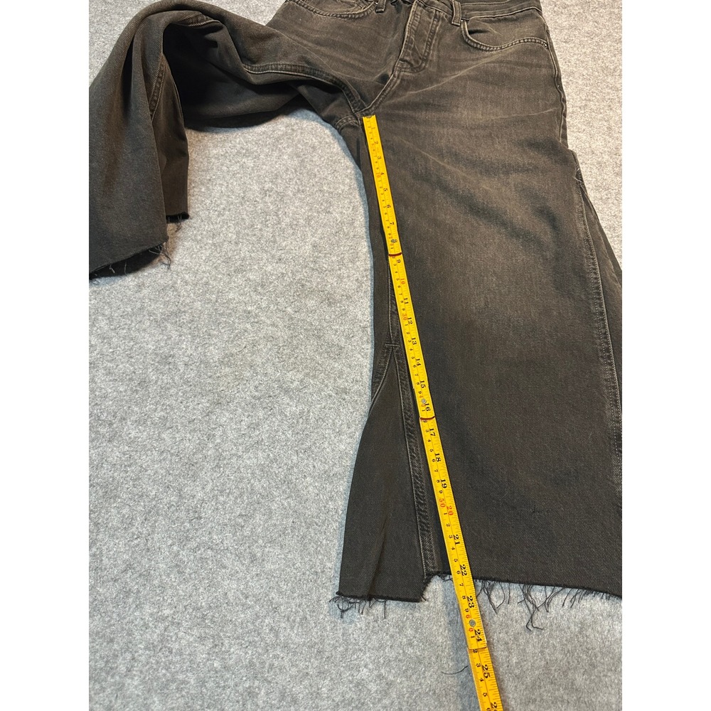 We The Free Wide Leg Jeans 27L Black Raw Step Hem Cotton Denim - Picture 7 of 8